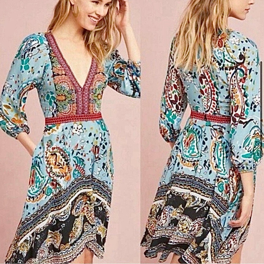 Anthropologie Multicolor Bohemian Midi Dress